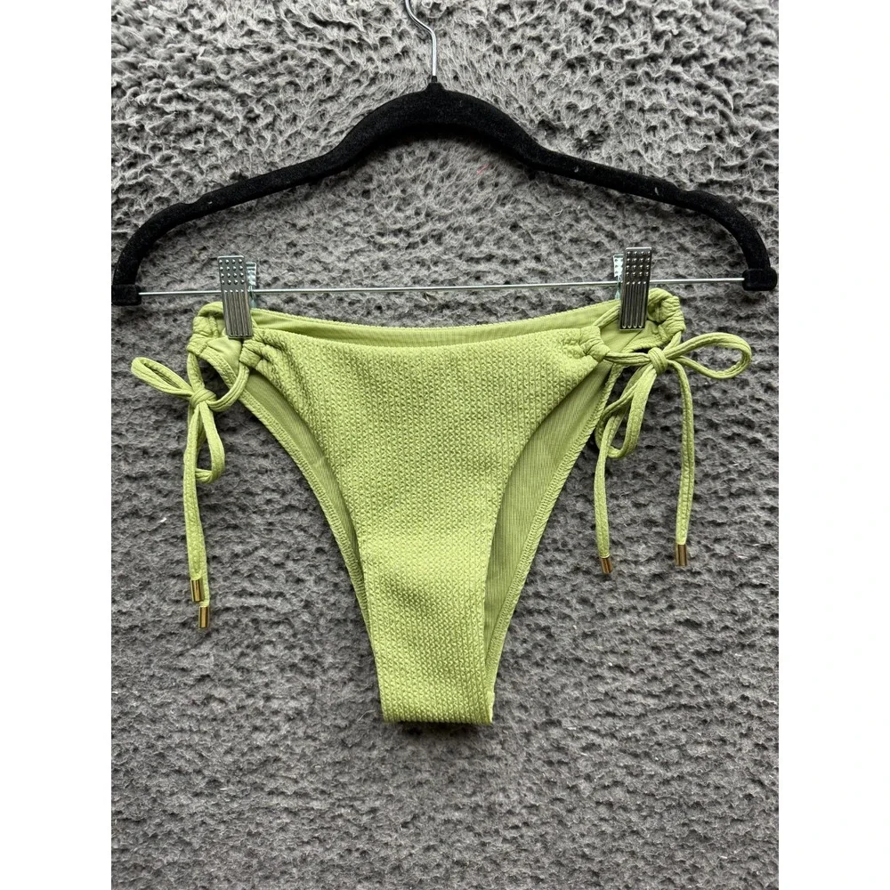 Monday Swimwear Textured Underwire Bikini Set Green Womens Size Top P Bottom M